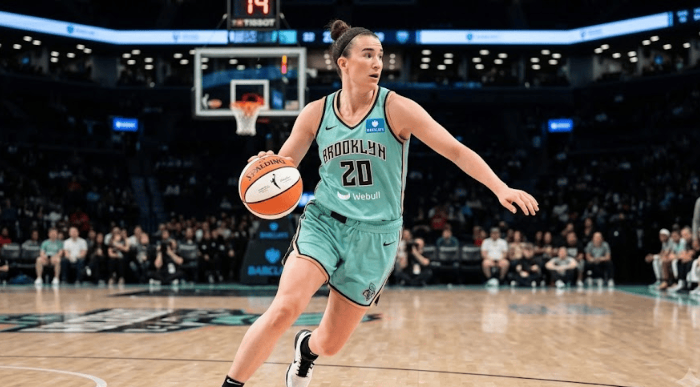 Sabrina Ionescu New York Liberty vs Las Vegas Aces Seafoam Green Brooklyn Script No. 20 Pinstripe Basketball Jersey