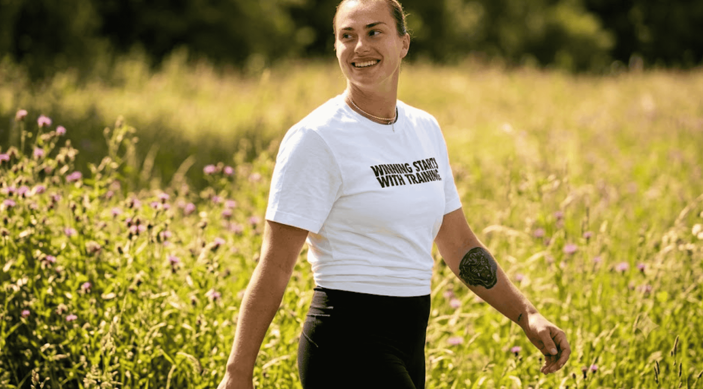 Aryna Sabalenka Wimbledon 2026 Winning Starts With Training White Graphic T Shirt